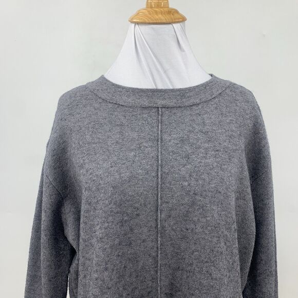 Zara Knit Sweater Womens M Medium Gray Split Seams High Low Cropped Pullover - Picture 4 of 11